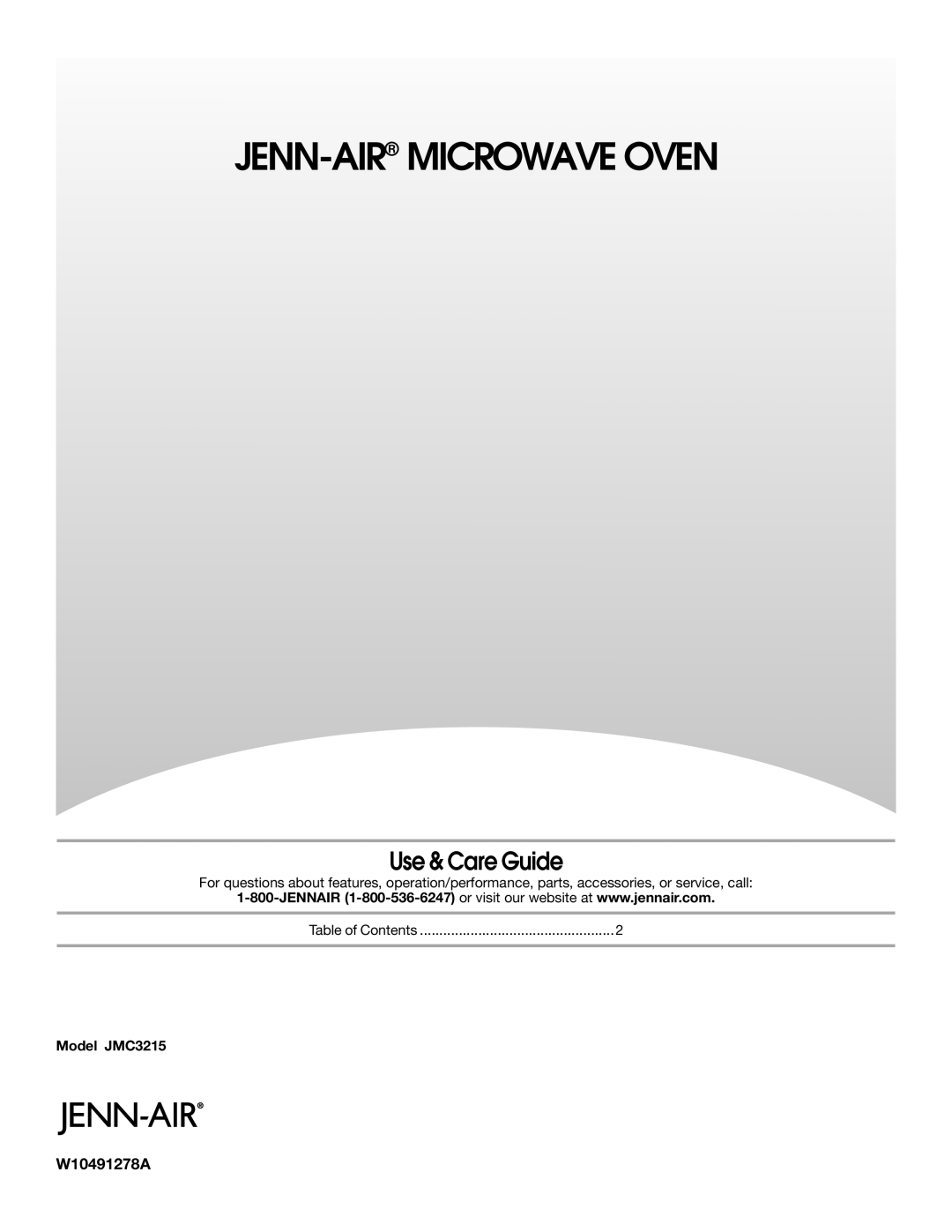 Jenn-Air W10491278A manual Model JMC3215, Jenn-Air Microwave Oven, Use & Care Guide 