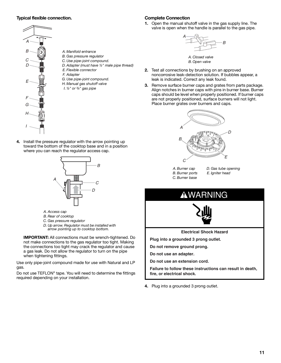 Jenn-Air W10526080A installation instructions Typical flexible connection, Complete Connection 