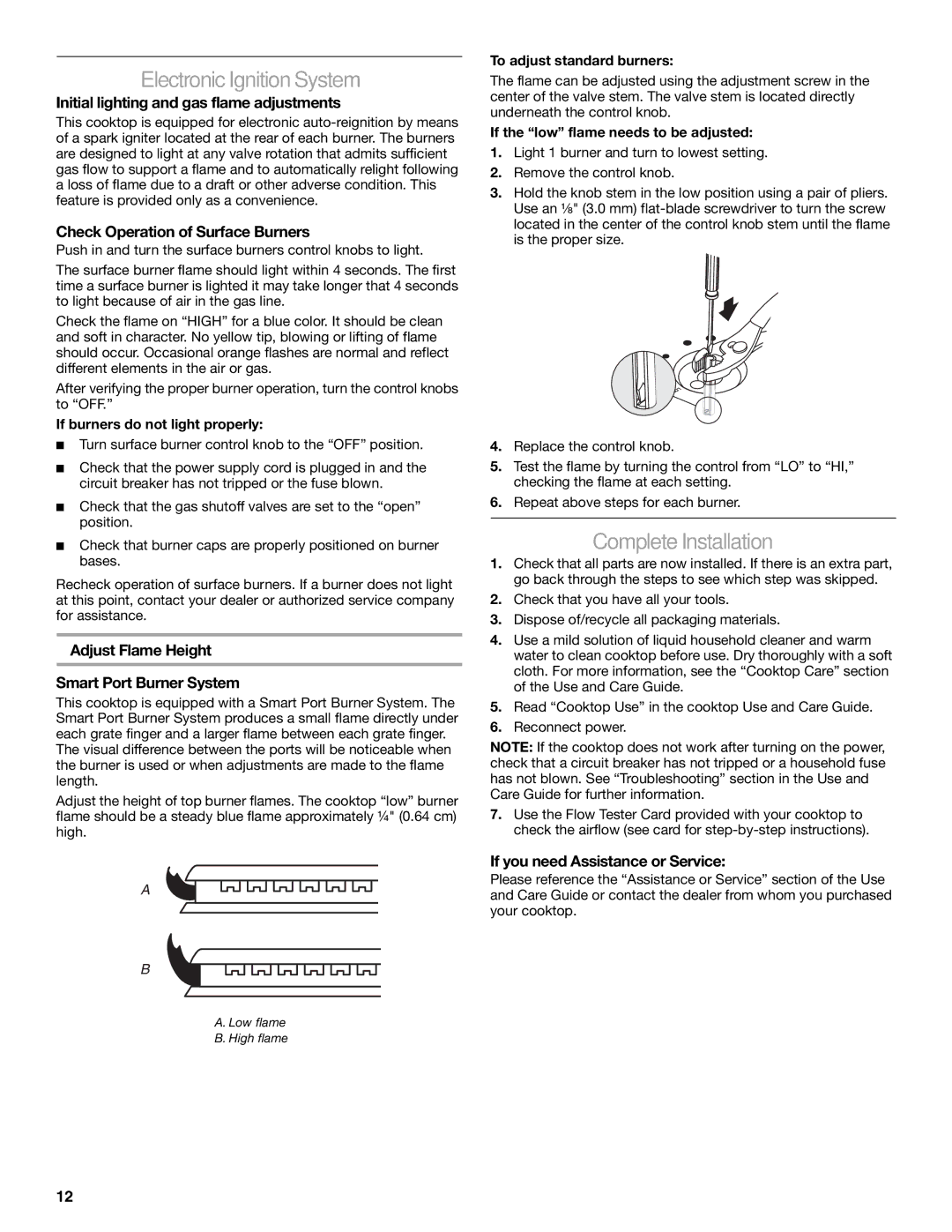 Jenn-Air W10526080A installation instructions Electronic Ignition System, Complete Installation 