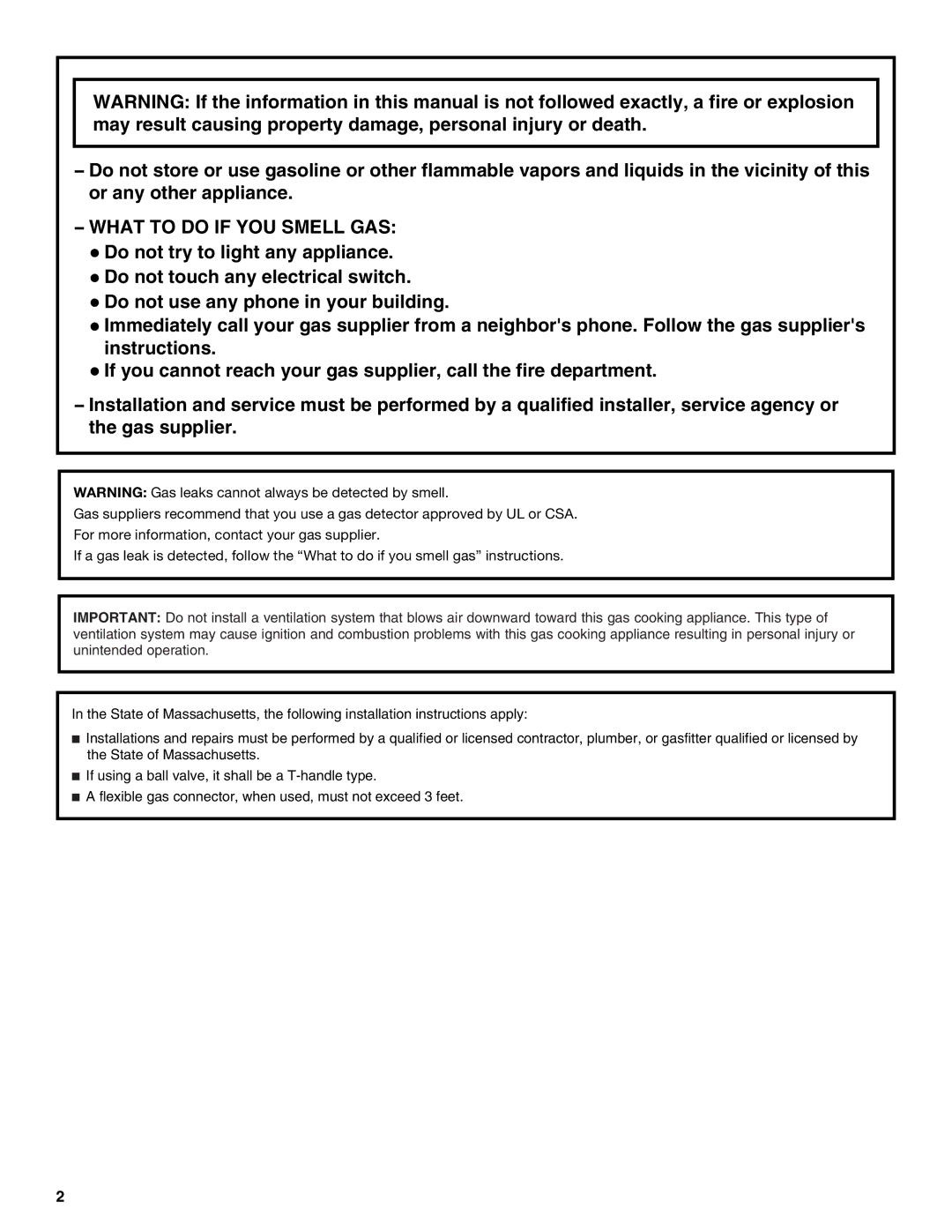 Jenn-Air W10526080A installation instructions What to do if YOU Smell GAS 