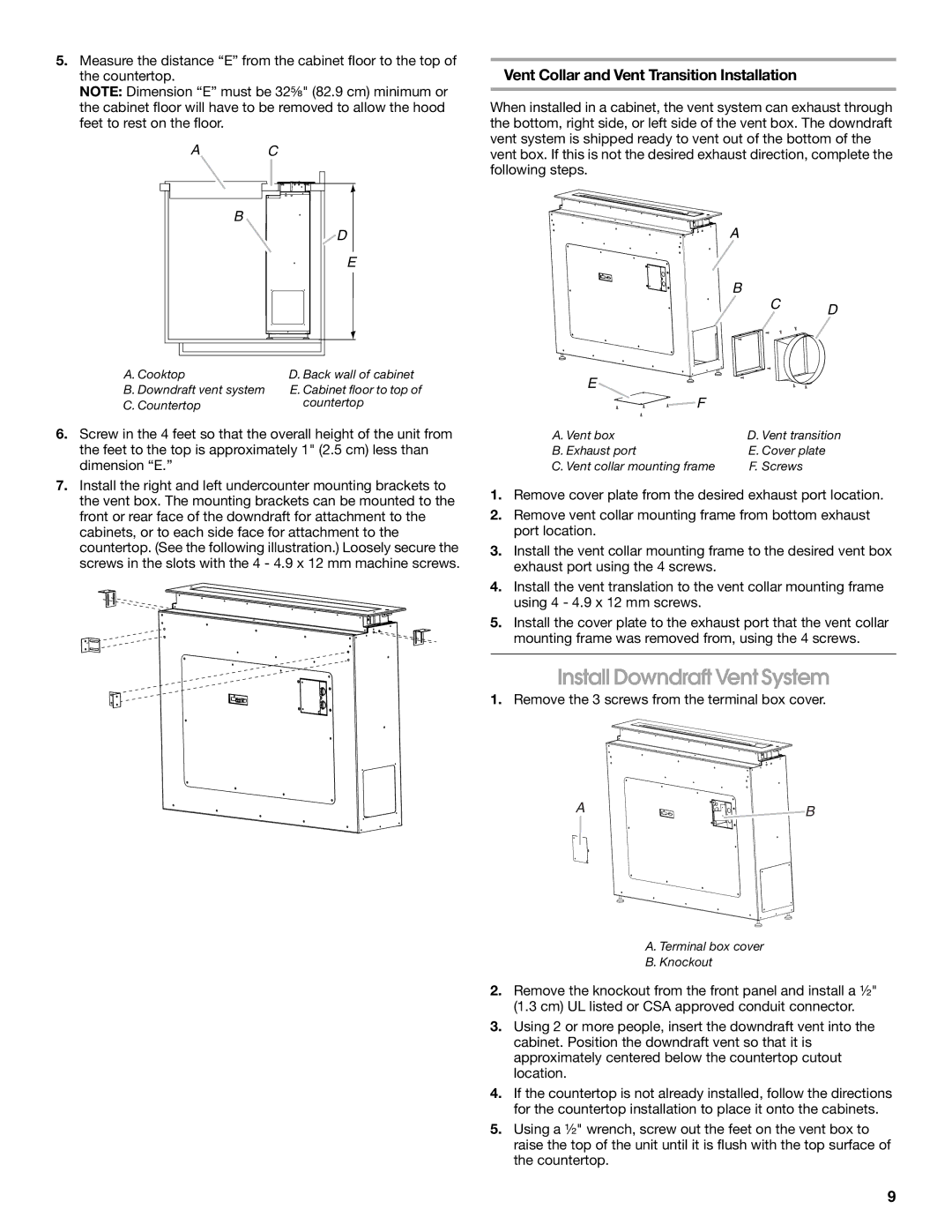 Jenn-Air LIB0057678, W10526413C Install Downdraft Vent System, Vent Collar and Vent Transition Installation 