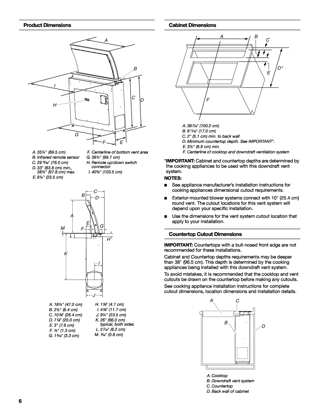 Jenn-Air W10526413C, LIB0057678 Product Dimensions, Cabinet Dimensions, Countertop Cutout Dimensions, Ab F, C D E 