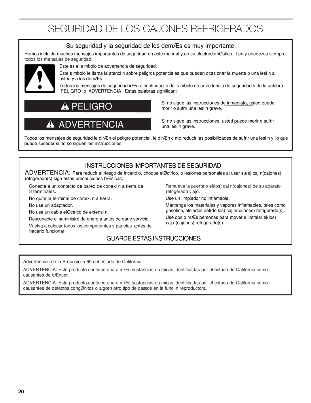 Jenn-Air W10549548A Seguridad DE LOS Cajones Refrigerados, Su seguridad y la seguridad de los demás es muy importante 