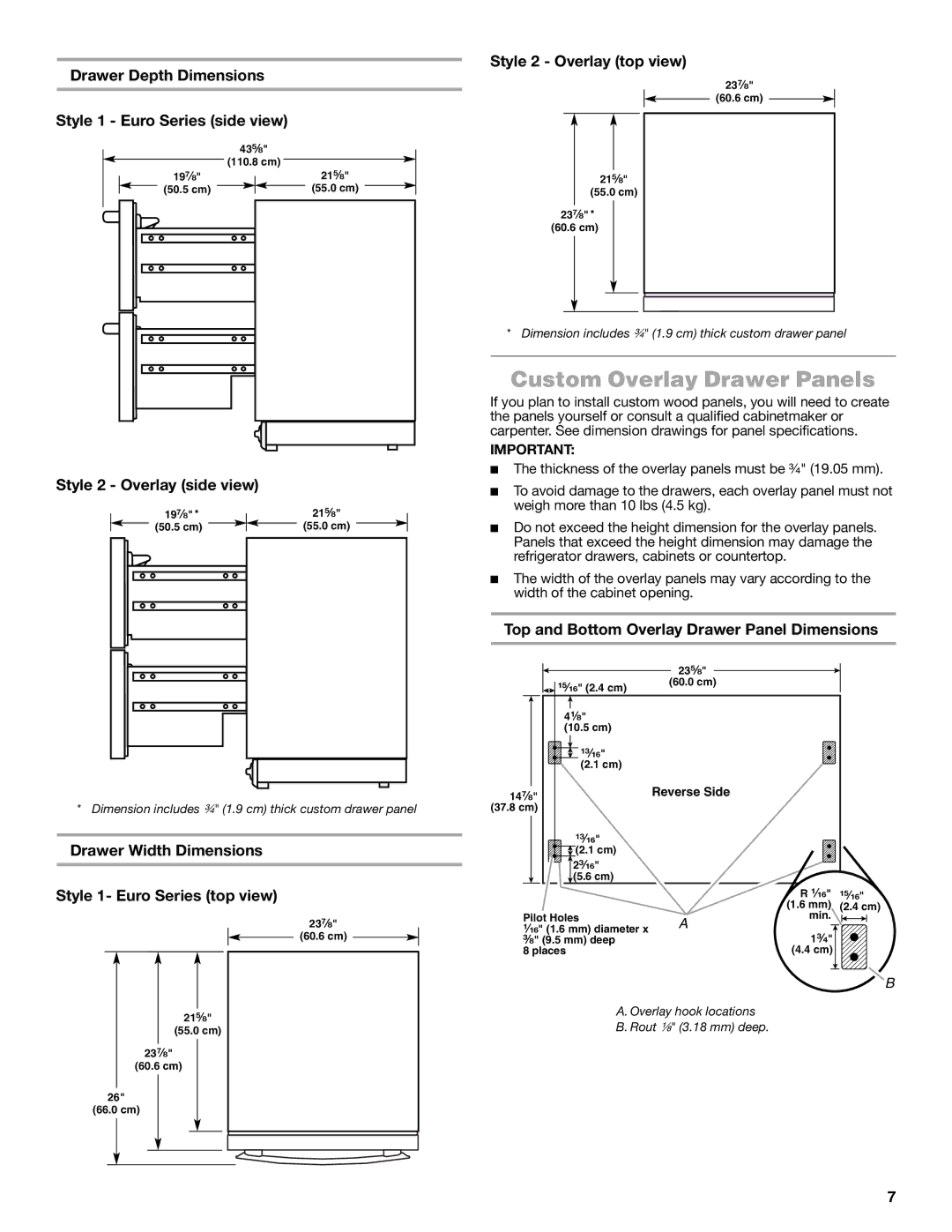 Jenn-Air W10549548A manual Custom Overlay Drawer Panels 