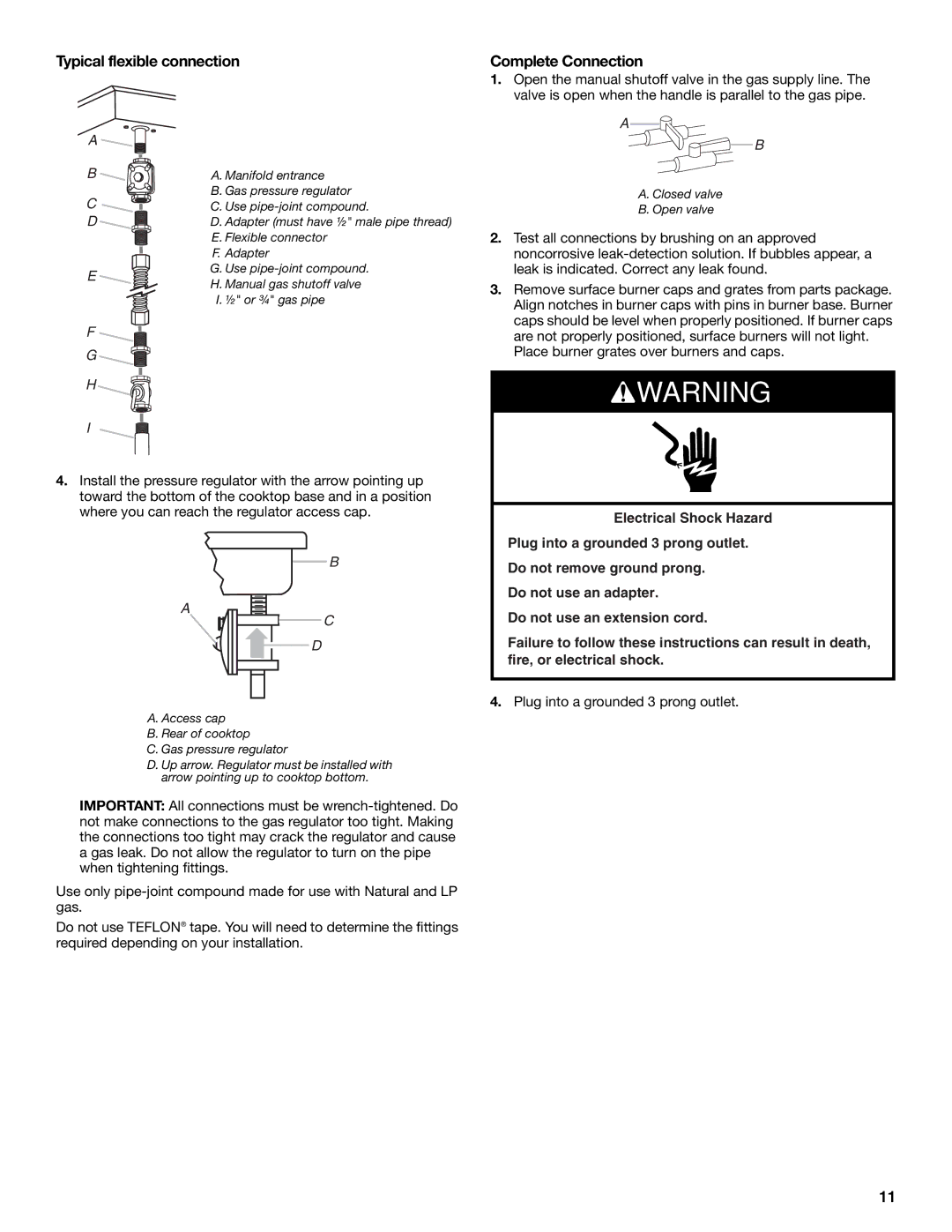 Jenn-Air W10574732A installation instructions Typical flexible connection, Complete Connection 