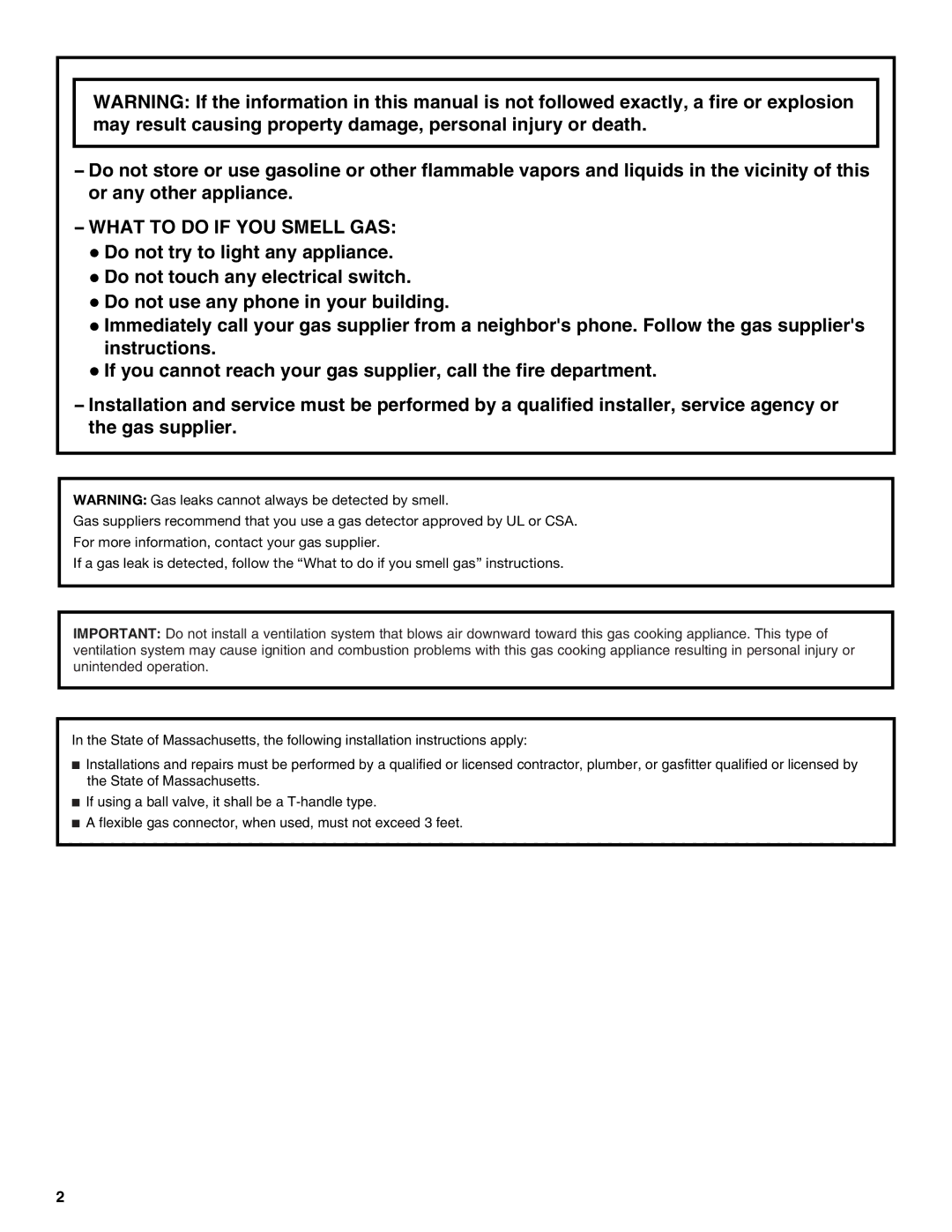 Jenn-Air W10574732A installation instructions What to do if YOU Smell GAS 