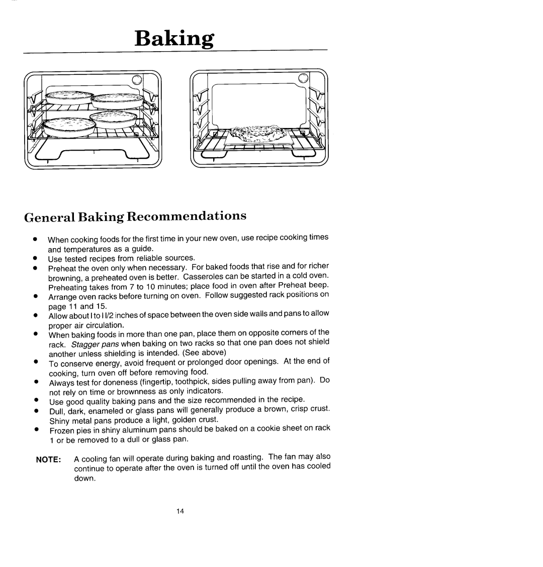 Jenn-Air W131 manual General Baking Recommendations 