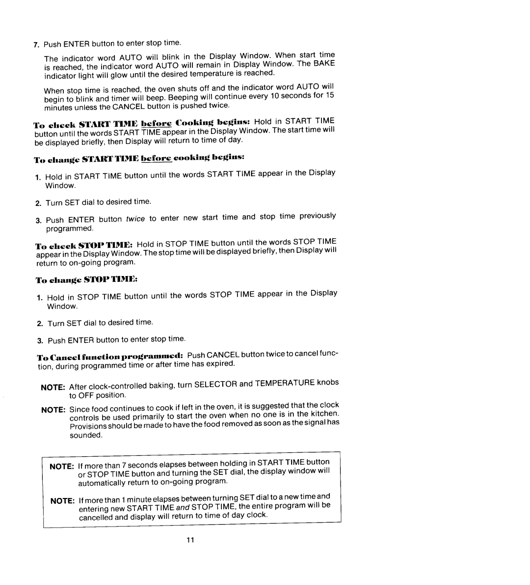 Jenn-Air W206, WM236, WM227, W106, W136 manual To change Start Tliie before cooking begins, To change Stop Time 