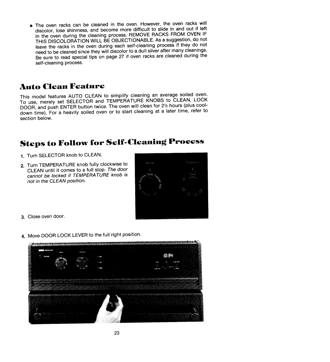 Jenn-Air WM227, W206, WM236, W106, W136 manual Auto Clean Feature, Steps to Follow for Self-Cleaning Process 