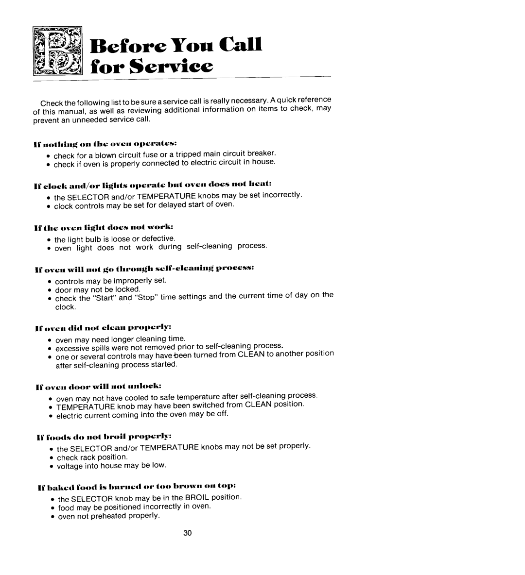 Jenn-Air W136, W206, WM236, WM227 If clock annd/or liglnts operate bud oven does not lneat, If the oven light does not work 