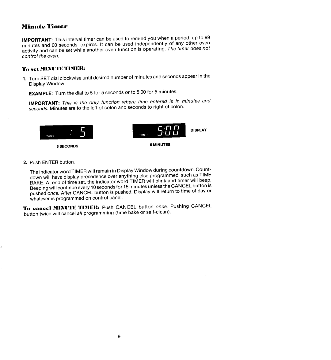 Jenn-Air W106, W206, WM236, WM227, W136 manual Minute Timer, To set MLU31 Timer 