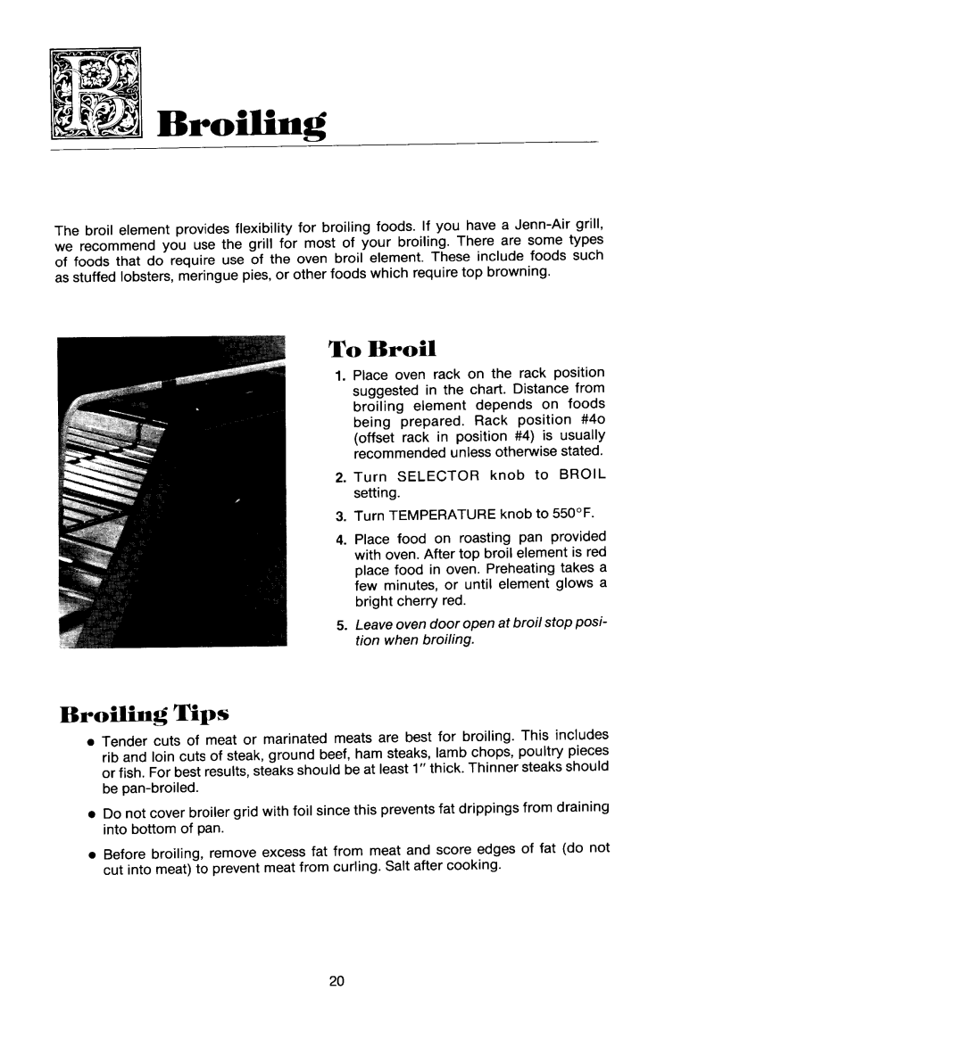 Jenn-Air W136, W206, WM236, WM227, W106 manual To Broil, Broiling Tips 
