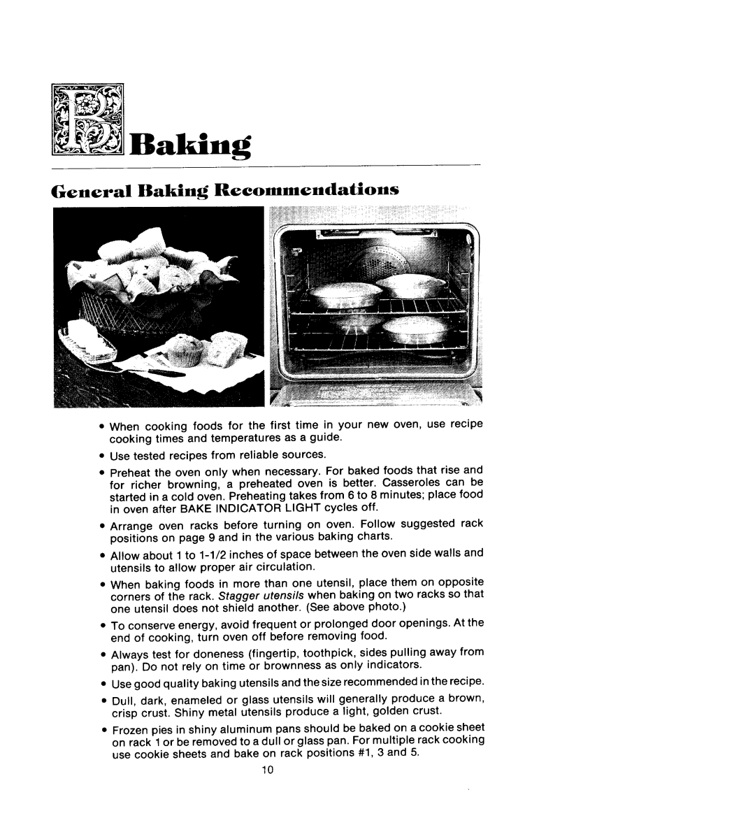 Jenn-Air W225, W122 manual General Baking Recommendations 