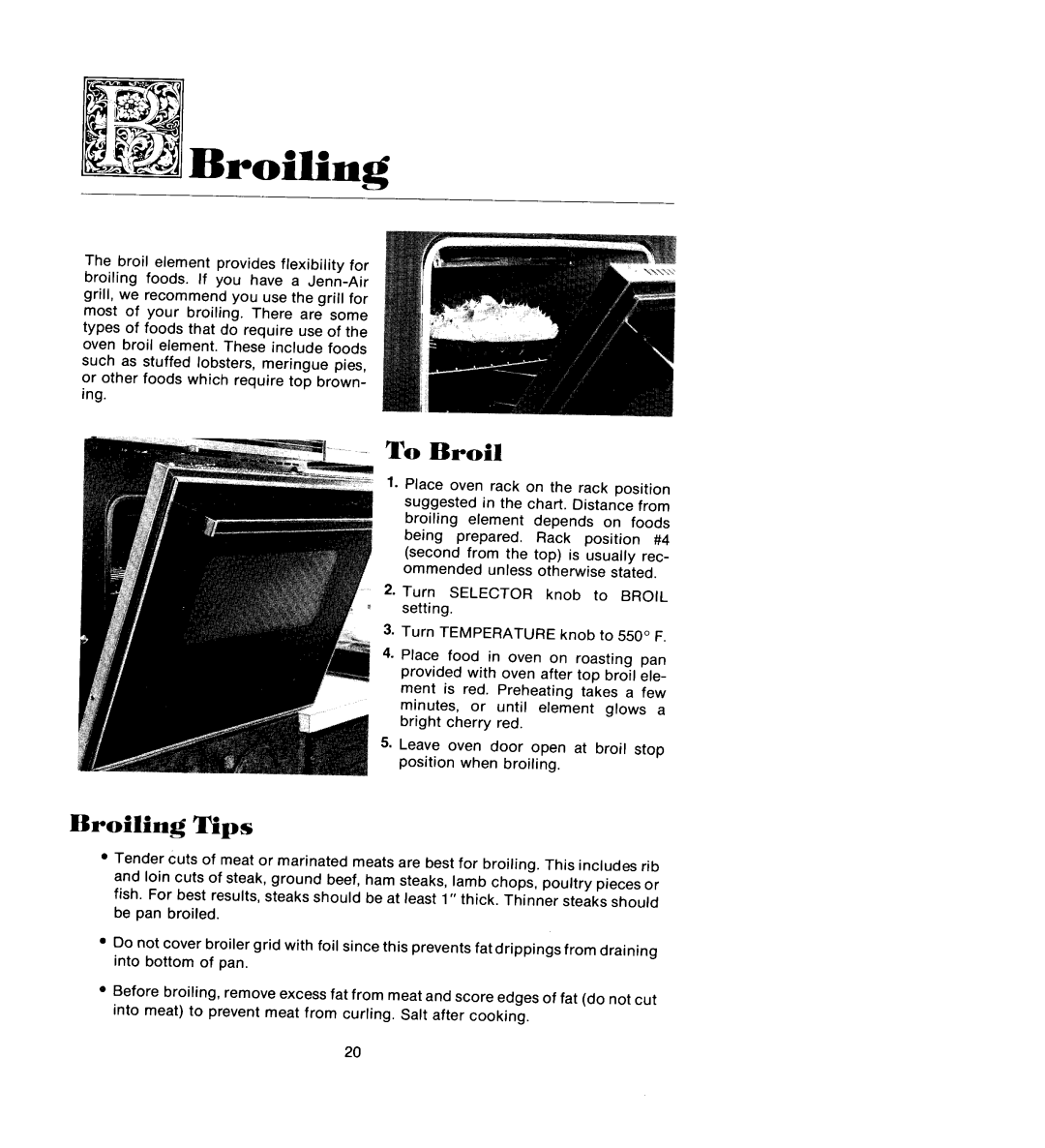 Jenn-Air W225, W122 manual To Broil, Broiling Tips 