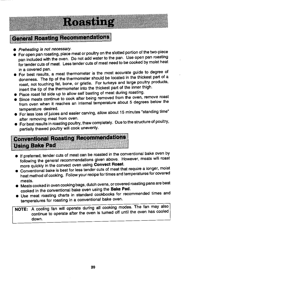 Jenn-Air WW27110, W27200, W27100, WW27210, WM27160, WM27260 manual Preheating is not necessary 