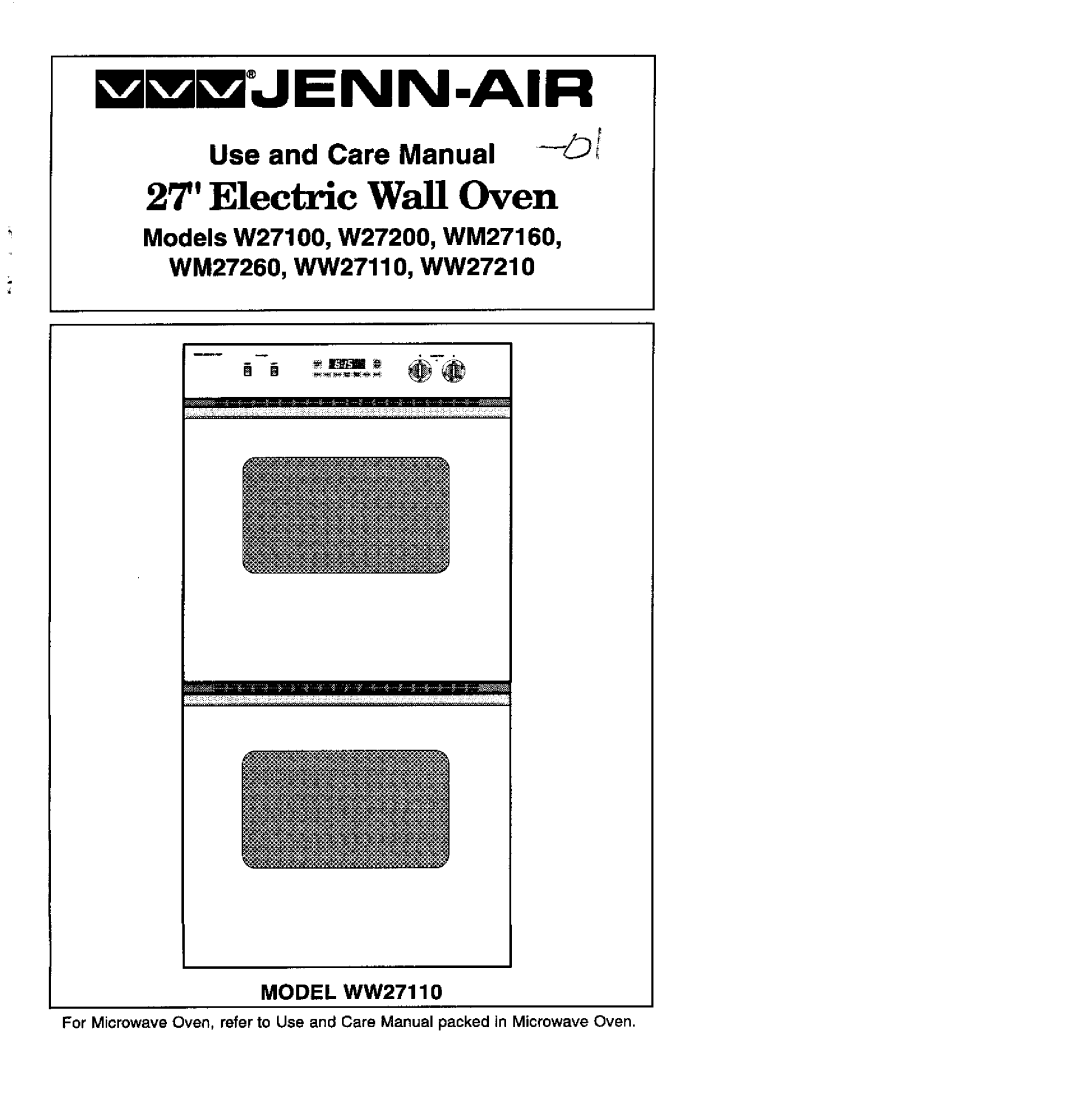 Jenn-Air JJW8630, JJW9527, JJW8627, JJW8527, W3040OP, W30100, W30400, W27400, W2451 service manual 16009721, Issued7/99, Jenn-Air 