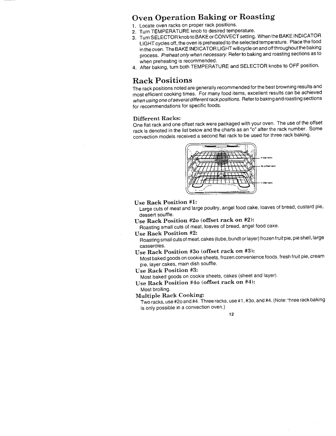 Jenn-Air WW2750, W2450B, W2720, WM2720, WM2750, W2410 manual Oven Operation Baking or Roasting 