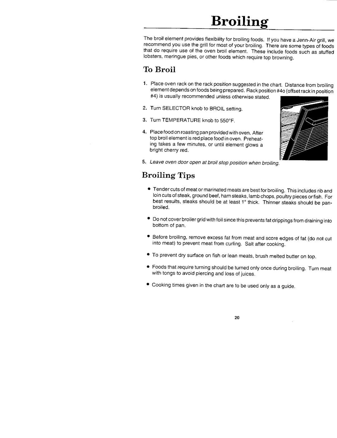 Jenn-Air WW2750, W2450B, W2720, WM2720, WM2750, W2410 manual Broiling 