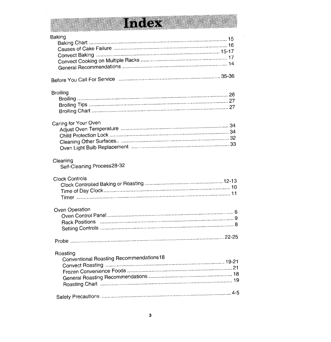 Jenn-Air WM30460, WW30430S, W30400S manual Baking Baking Chart Causes of Cake Failure Convect Baking 