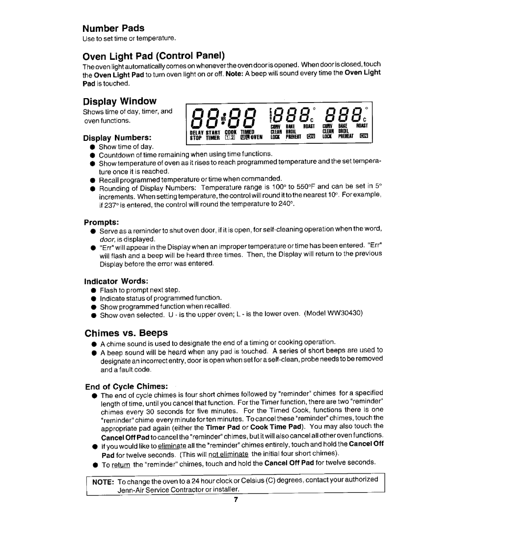 Jenn-Air WW30430S, WM30460, W30400S manual Number Pads 