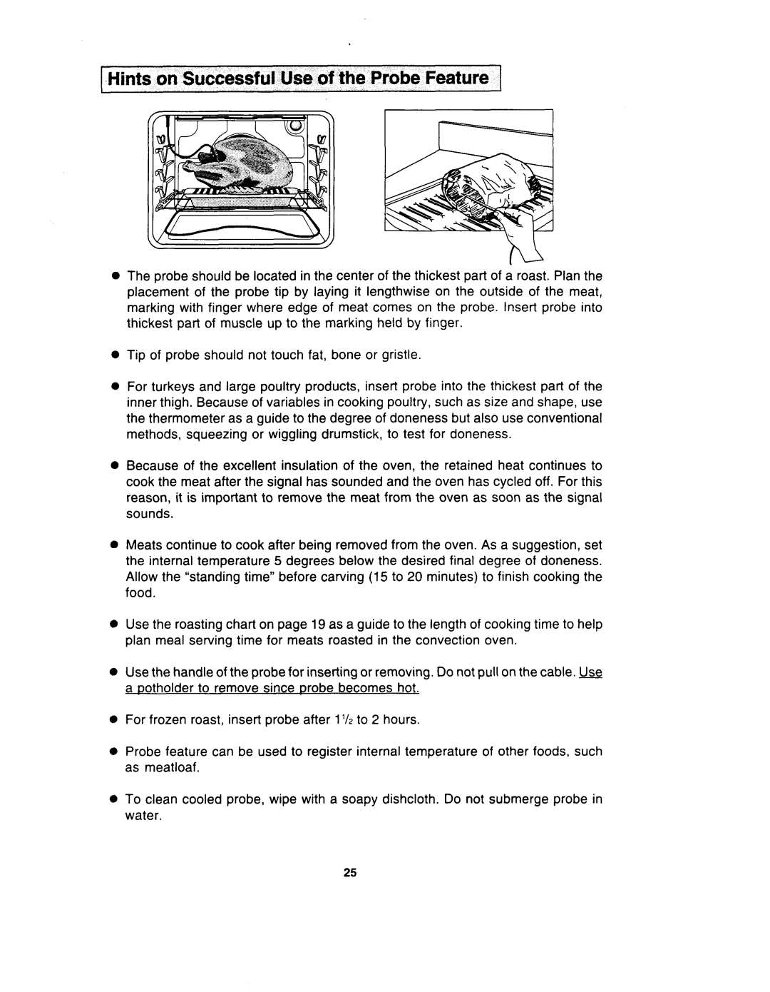 Jenn-Air W30400 manual Hintson Successful Useof ‘theProbe Feature 