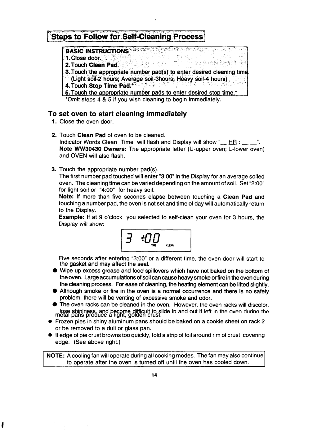 Jenn-Air W30400 manual Hcik$, To set oven to start cleaning immediately 