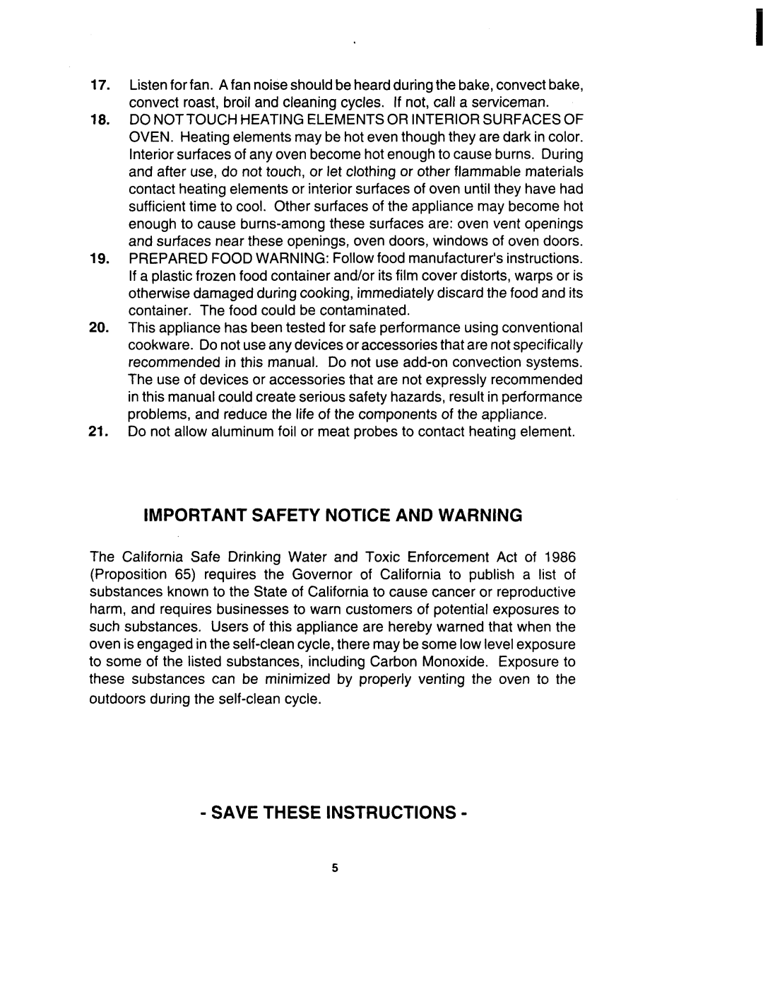 Jenn-Air W30400 manual Important Safety Notice and Warning 