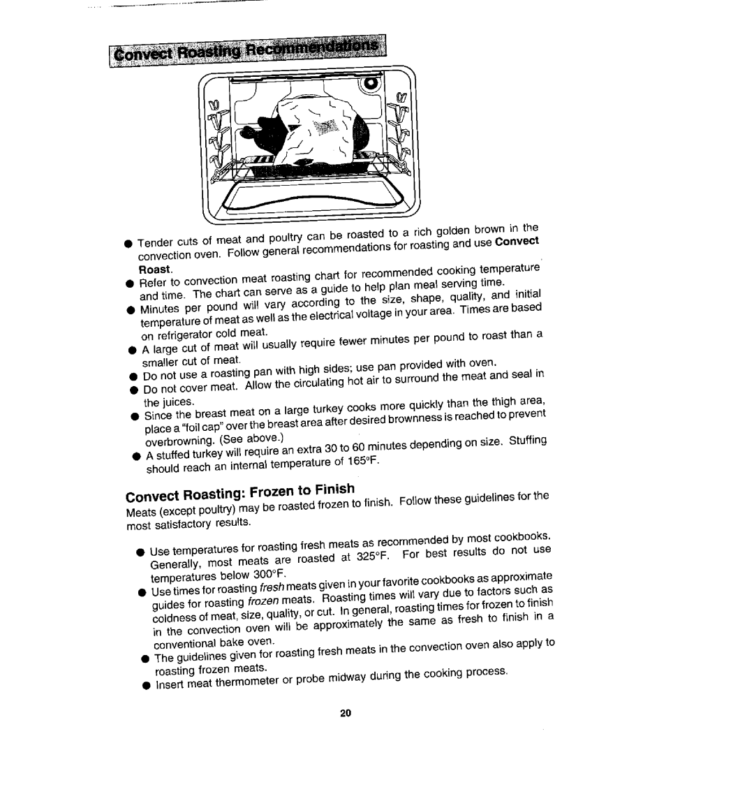 Jenn-Air WM27430P, W30400P manual Convect Roasting Frozen to Finish 