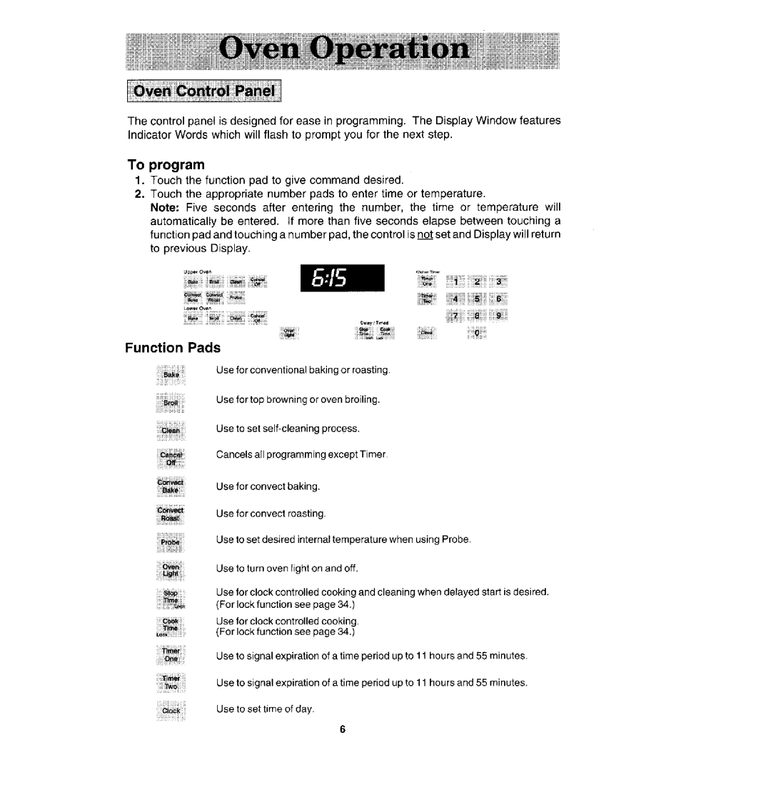 Jenn-Air WM27430P, W30400P manual To program, Function Pads 