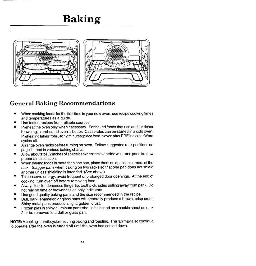 Jenn-Air WM2780, WW2780 manual General Baking Recommendations 