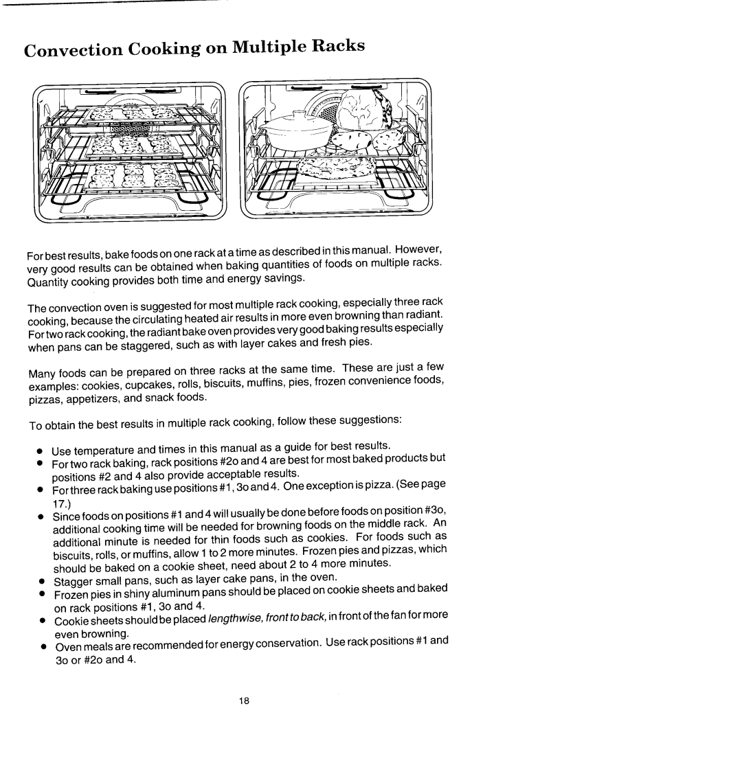 Jenn-Air WW2780, WM2780 manual Convection Cooking on Multiple Racks 