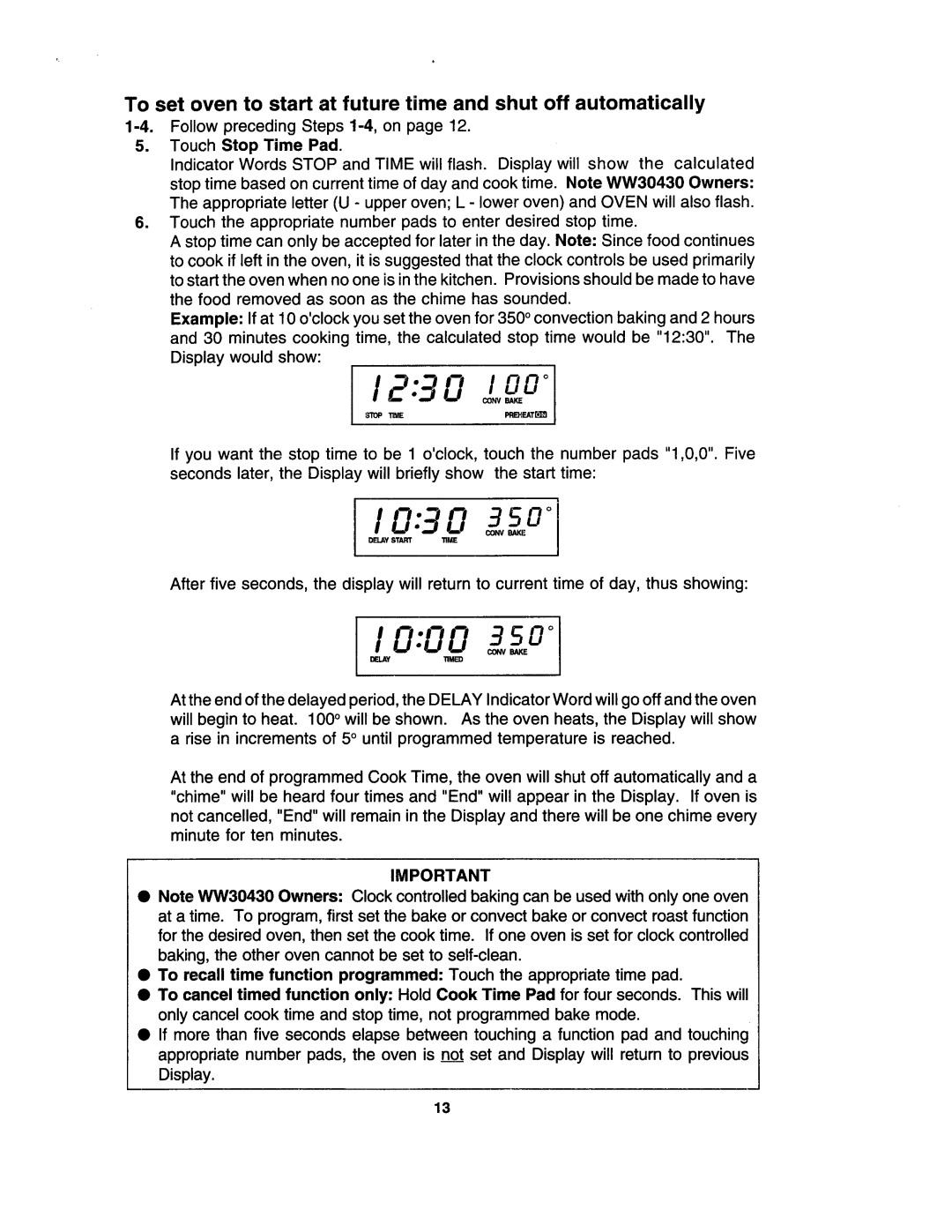 Jenn-Air WW30430S, WM30460, W30400S manual 