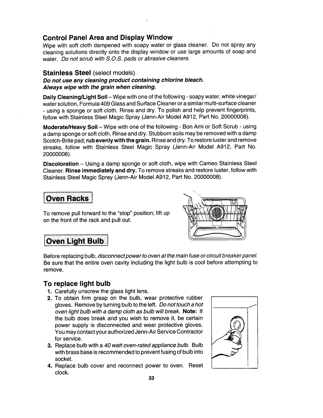 Jenn-Air WW30430S, WM30460, W30400S manual 