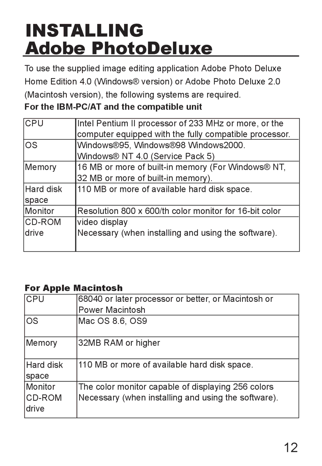 Jenoptik JD 1300F manual For the IBM-PC/AT and the compatible unit, For Apple Macintosh 