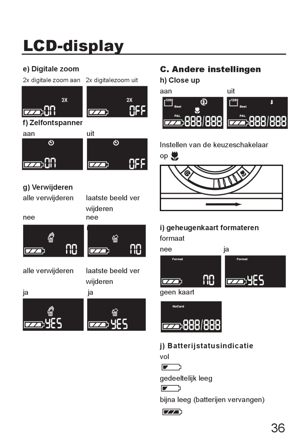 Jenoptik JD 1300F manual LCD-display, Andere instellingen 