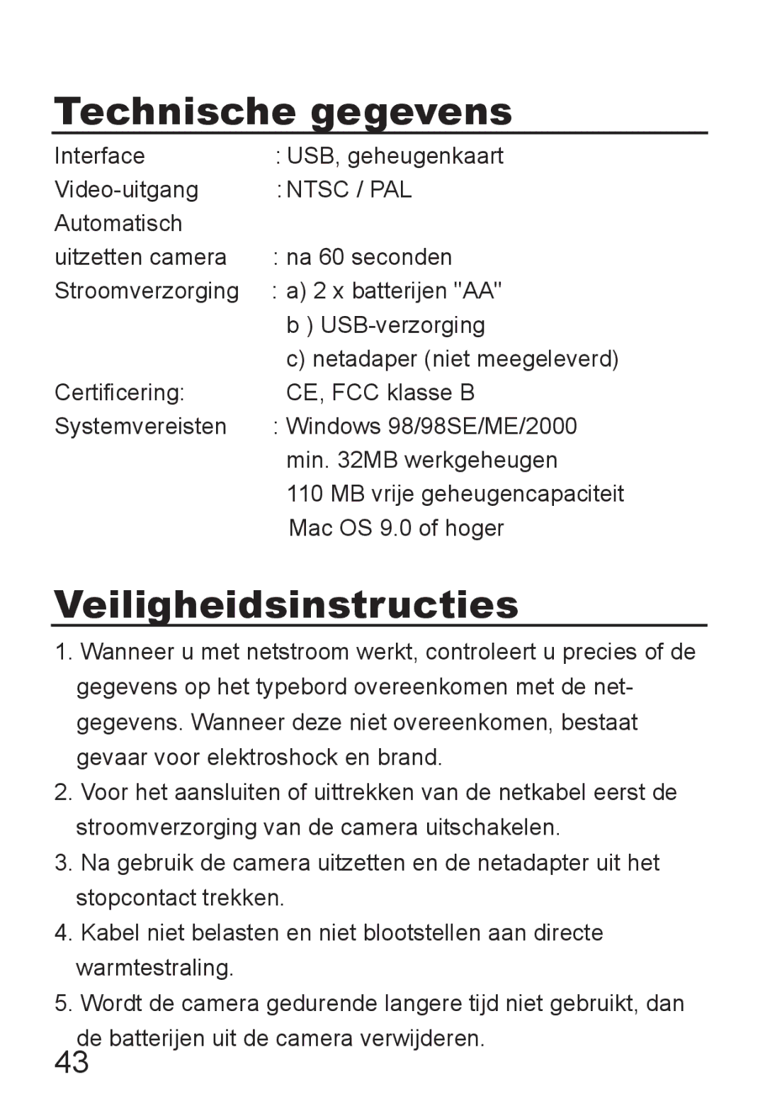 Jenoptik JD 1300F manual Veiligheidsinstructies 