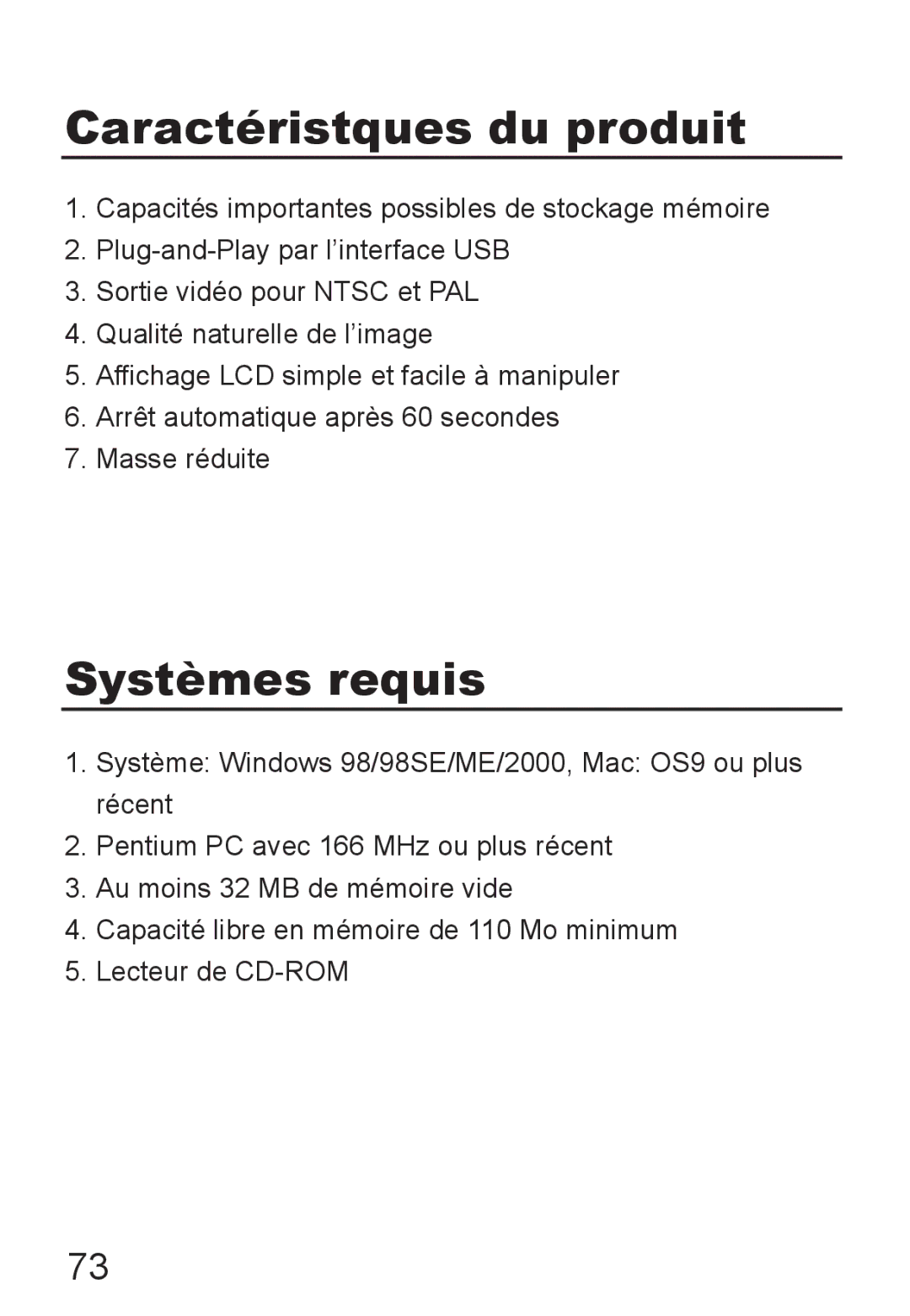 Jenoptik JD 1300F manual Caractéristques du produit, Systèmes requis 