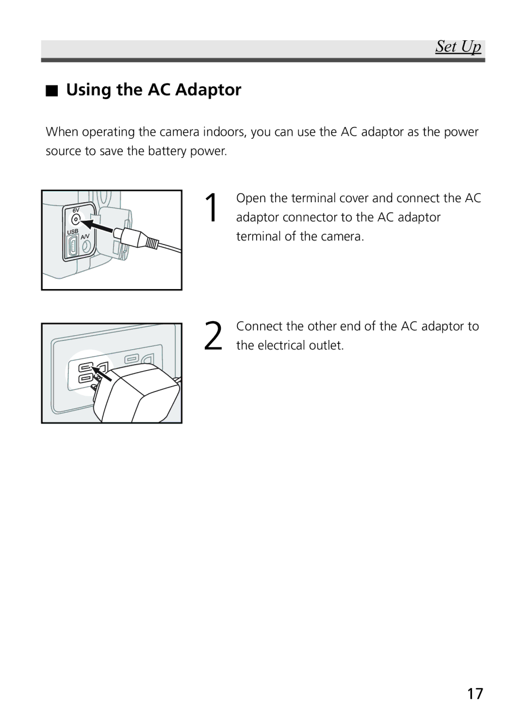 Jenoptik JD 4.1Z8 manual Using the AC Adaptor 