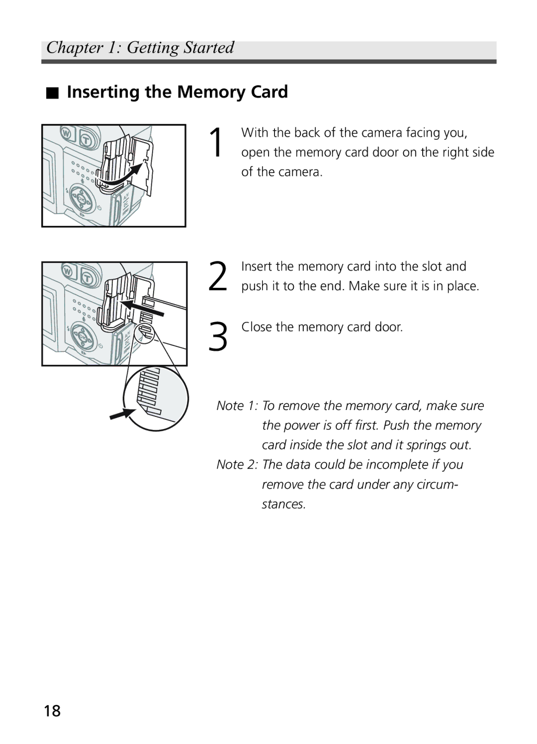 Jenoptik JD 4.1Z8 manual Inserting the Memory Card 