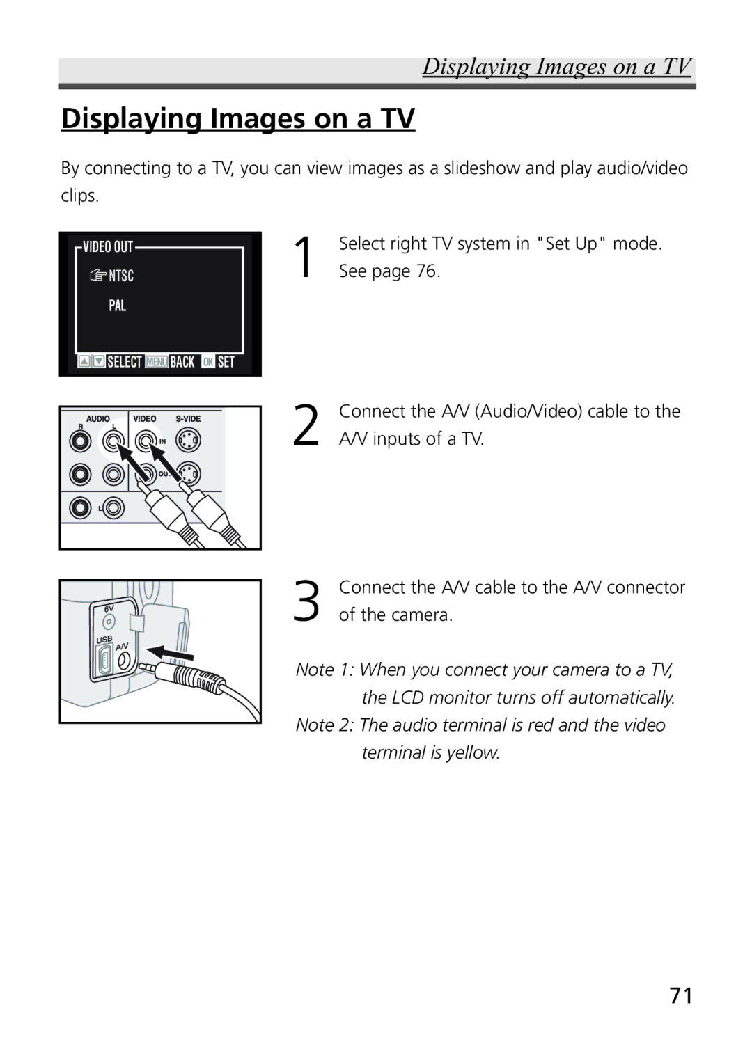 Jenoptik JD 4.1Z8 manual Displaying Images on a TV 