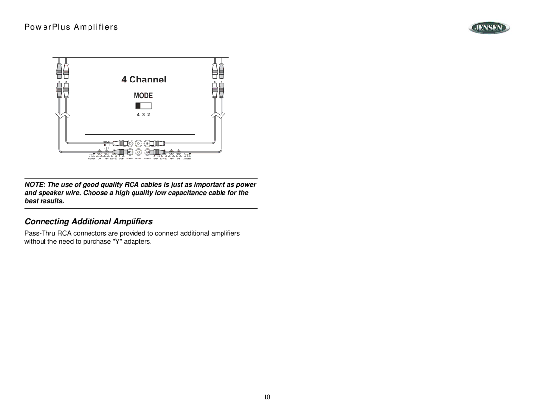 Jensen 1150, 1302, 420, 1304, 840 operation manual Connecting Additional Amplifiers 