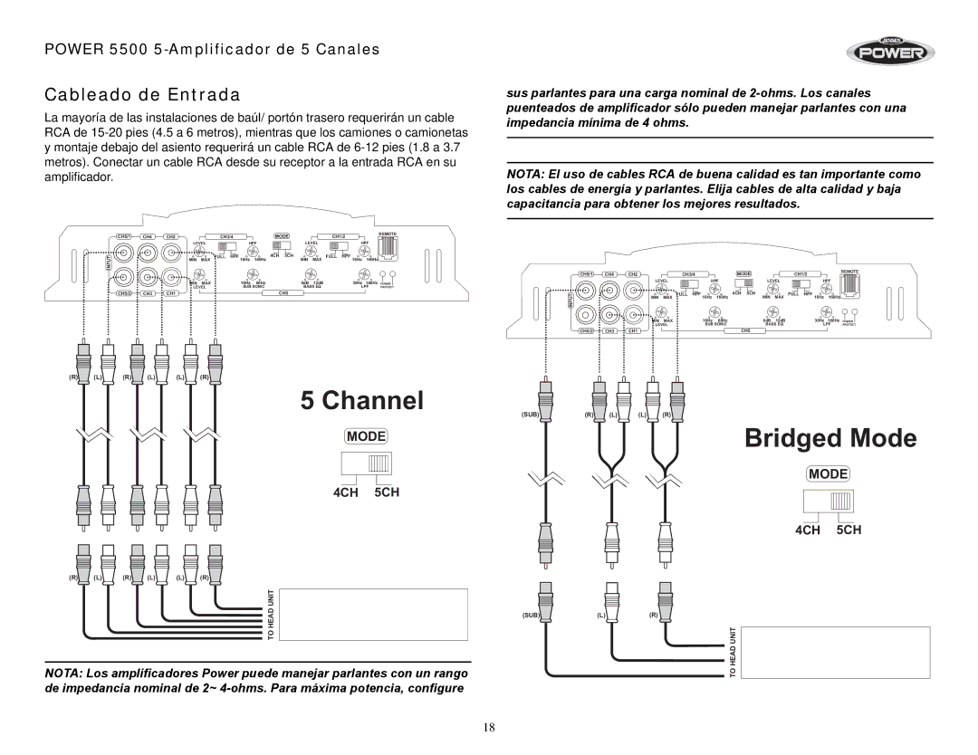 Jensen 5500 operation manual Cableado de Entrada 