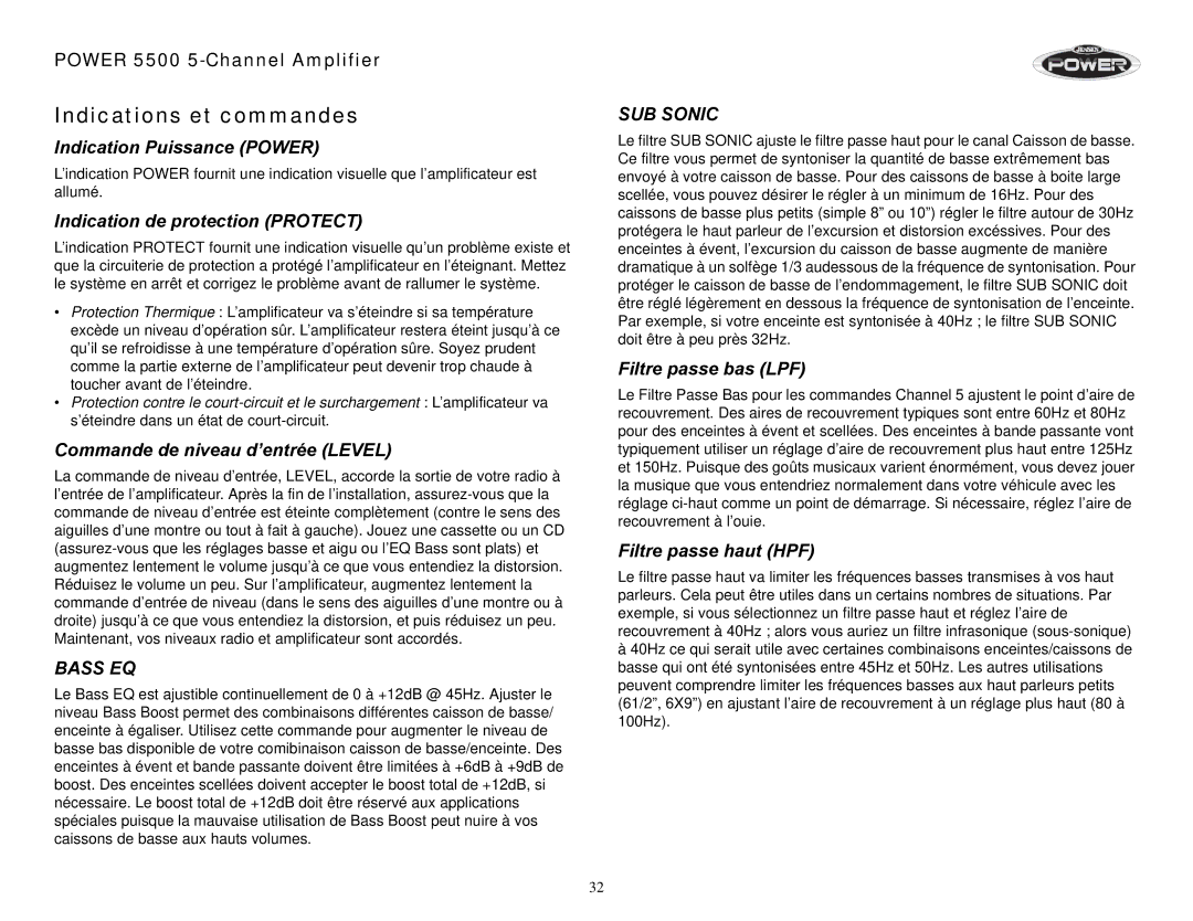 Jensen 5500 operation manual Indications et commandes 