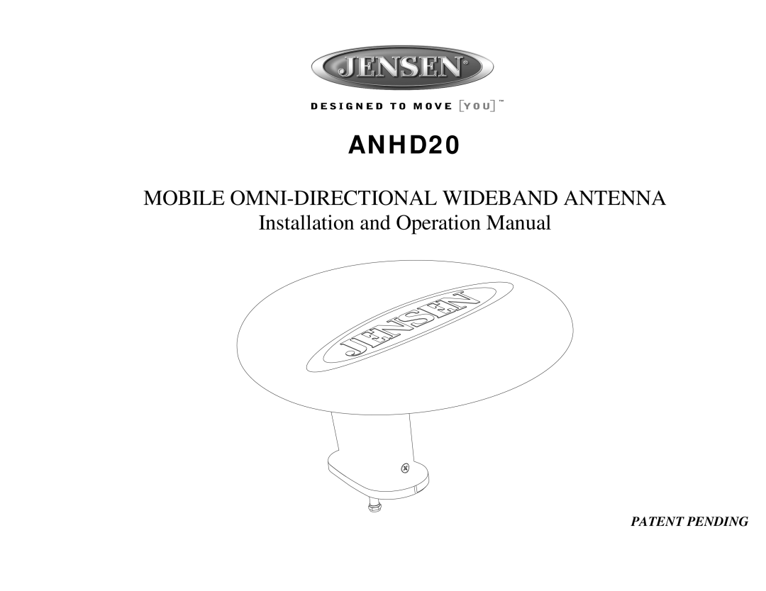 Jensen ANHD20 operation manual 