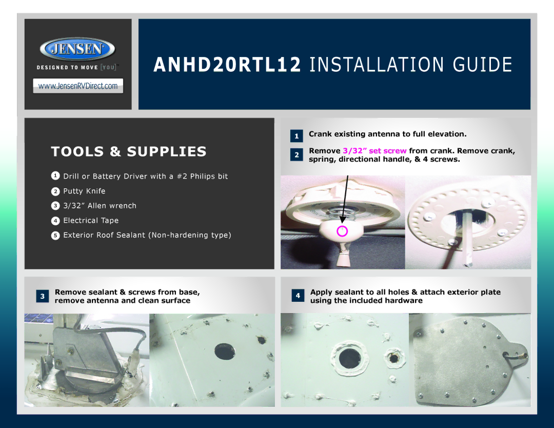 Jensen manual ANHD20RTL12 Installation guide, Tools & Supplies 