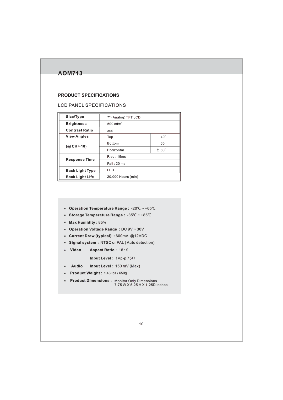 Jensen AOM713 manual 