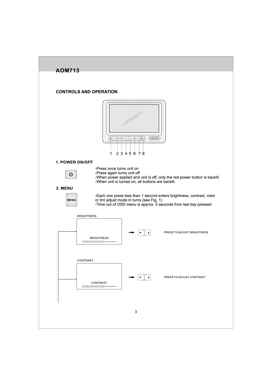 Jensen AOM713 manual 