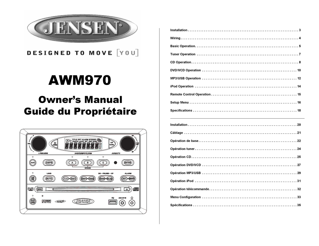 Jensen AWM970 owner manual 