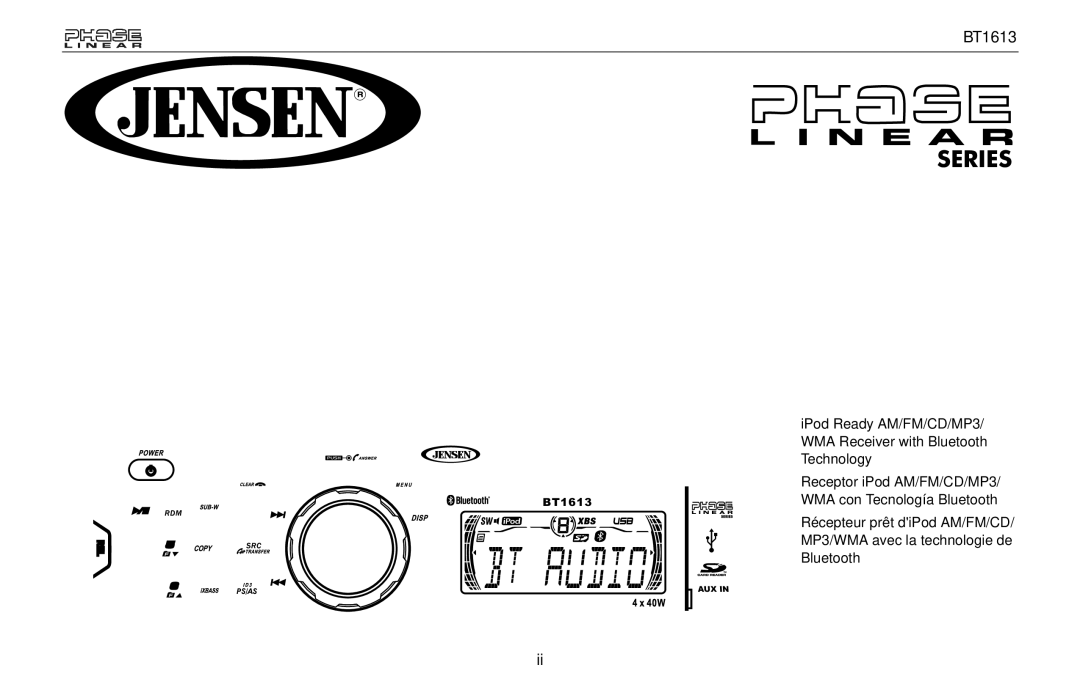 Jensen BT1613 owner manual 