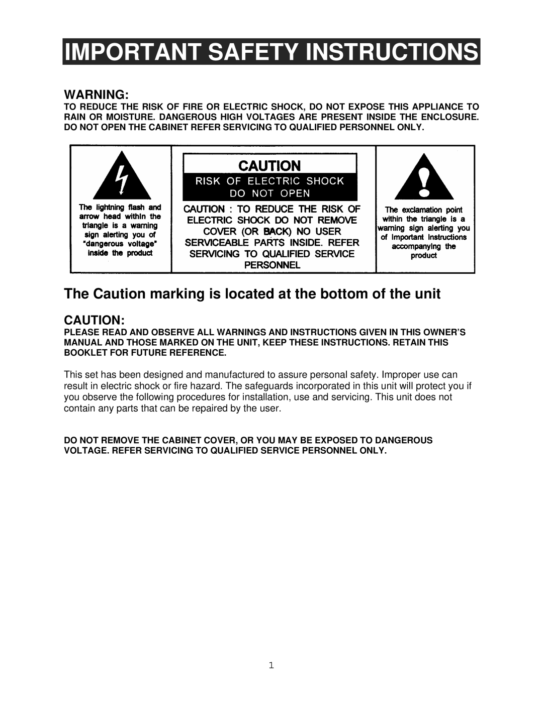 Jensen CD-545 instruction manual Important Safety Instructions 